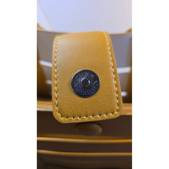 Madison West Tote Bag White Yellow Leather Cutout Tote Shoulder Bag - Picture 7 of 8